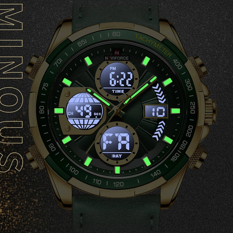 New NAVIFORCE Watches for Men Leather Mens Military Sport Waterproof Watch Quartz WristWatch Chronograph Male Clock