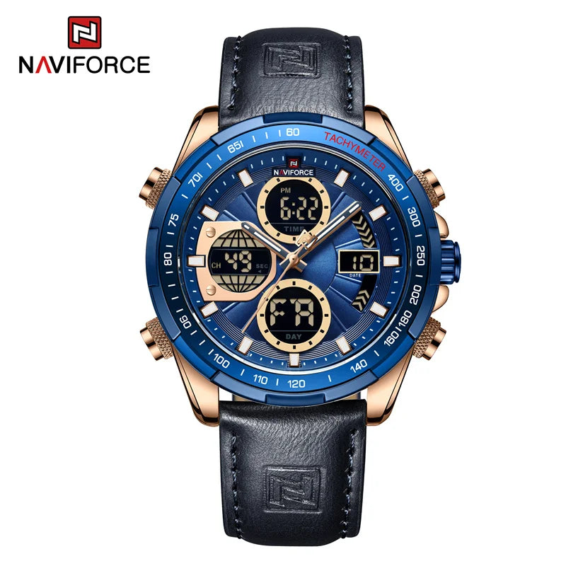 New NAVIFORCE Watches for Men Leather Mens Military Sport Waterproof Watch Quartz WristWatch Chronograph Male Clock