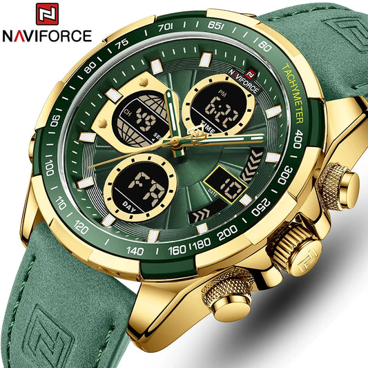 New NAVIFORCE Watches for Men Leather Mens Military Sport Waterproof Watch Quartz WristWatch Chronograph Male Clock